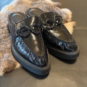 CIRCUS NY by Sam Edelman the Nancy Glossy Black Mules Size 8.5 Loafer Slides M2